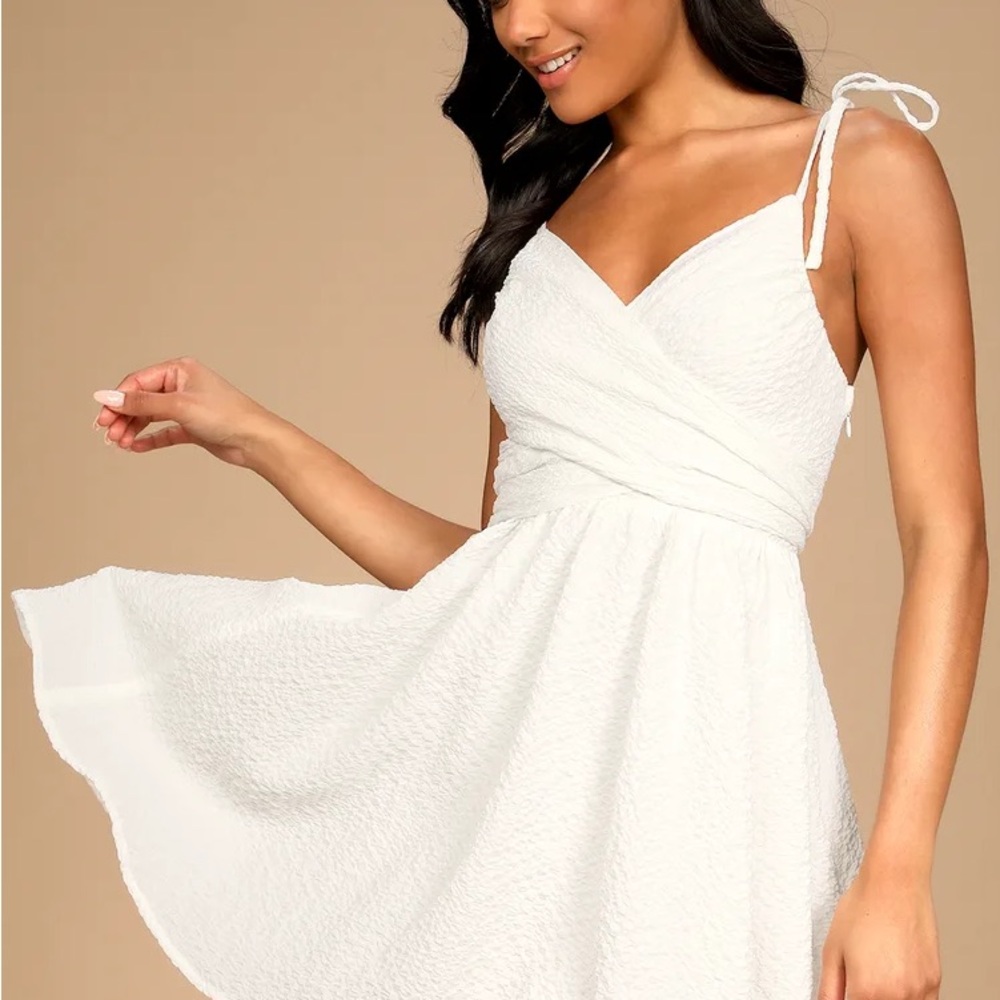 White Textured Sleeveless Dress